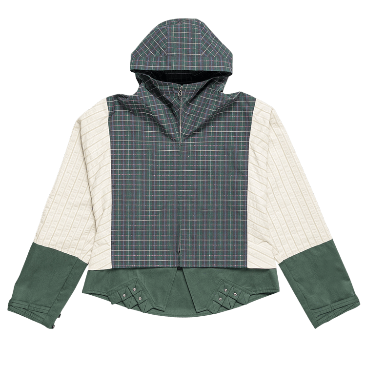Kiko Kostadinov Estike Hooded Jacket "Check/Ivory Stripe/Green"