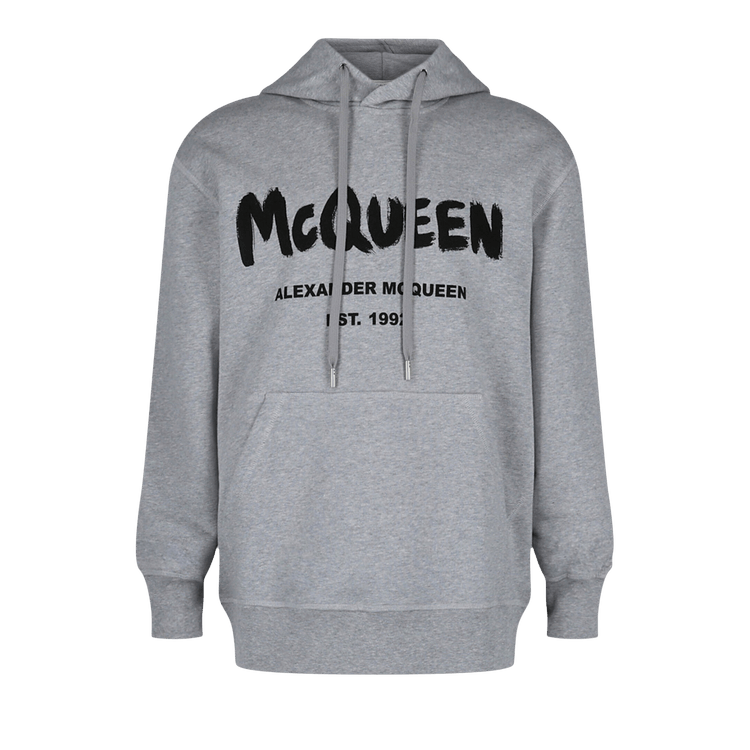 Alexander McQueen Graffiti Logo Hooded Sweatshirt "Grey Black"