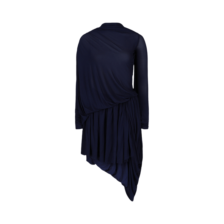 Ferragamo Asymmetric Ruched Mini Cape Dress "Multi"