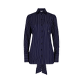 Ferragamo Pinstriped Tie-Back Dress Shirt "Bone"