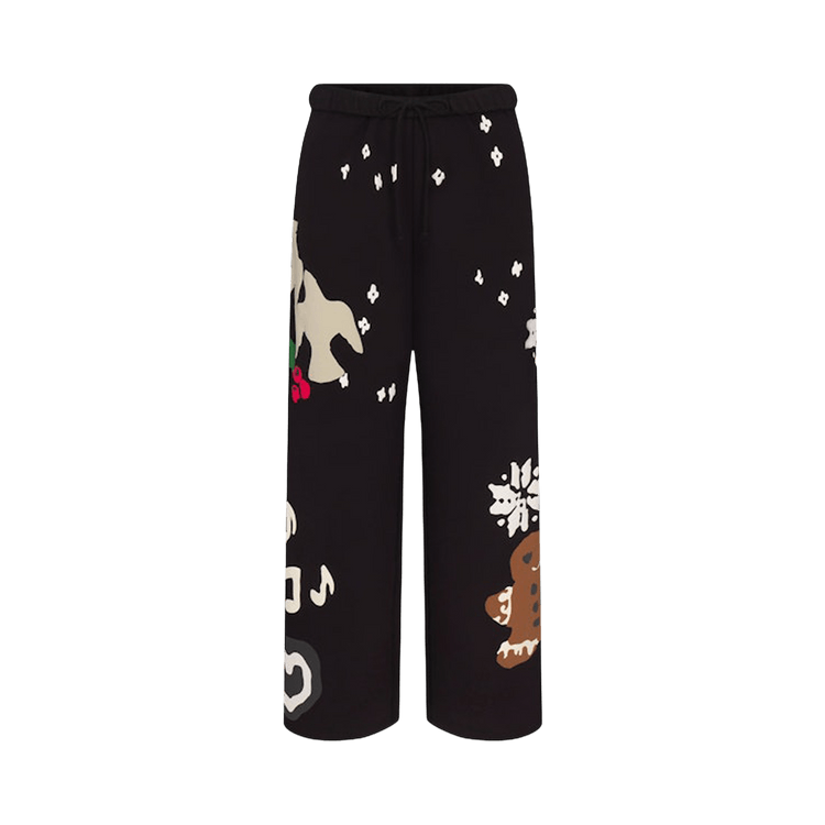SKIMS x Cactus Plant Flea Market Cotton Fleece Straight Leg Pant "Onyx Gingerbread Print"