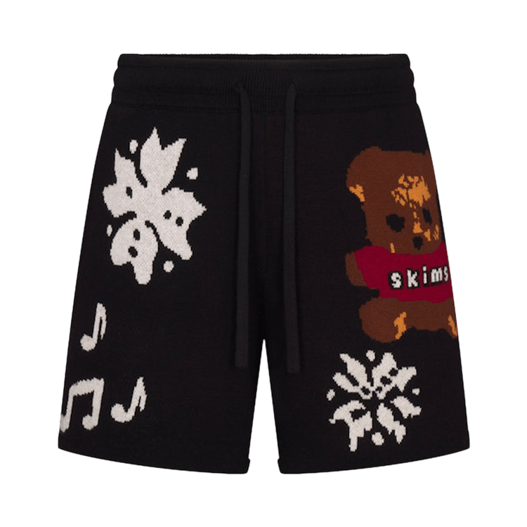 SKIMS x Cactus Plant Flea Market Cotton Knit Intarsia Short "Onyx Teddy Bear Snow Print"