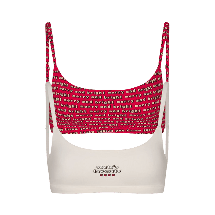 SKIMS x Cactus Plant Flea Market Cotton Jersey Scoop Bralette 2-Pack "Marble And Red Multicolor"