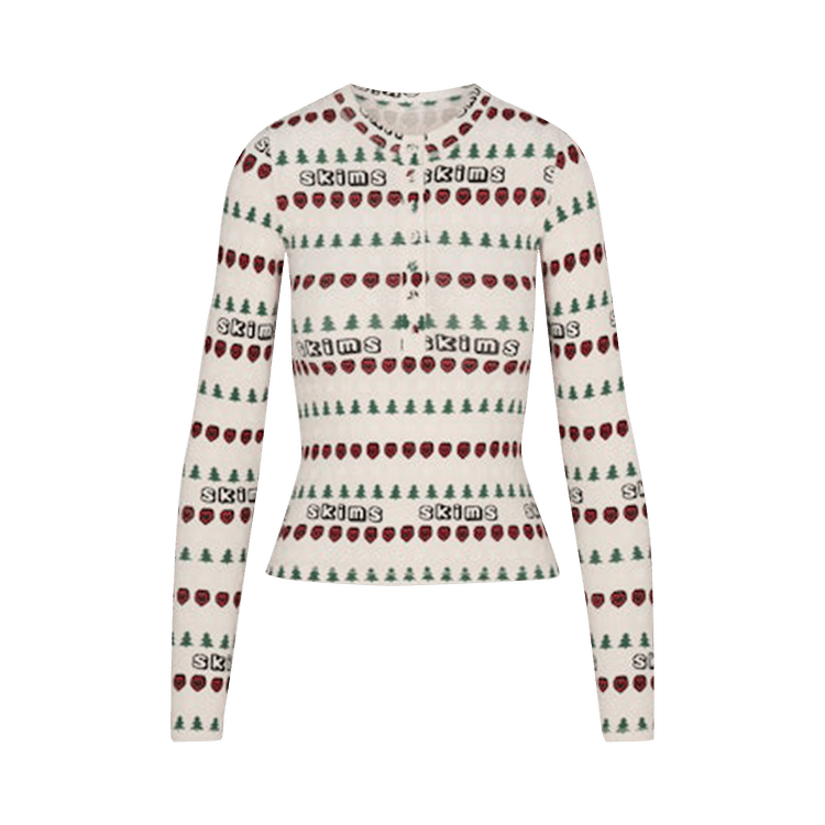 SKIMS x Cactus Plant Flea Market Cotton Rib Henley And Legging Set "Marble Pine Fair Isle"