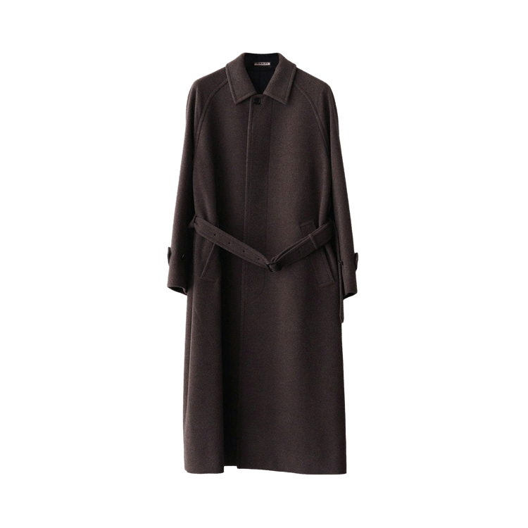 Auralee Super Fine Wool Mosser Soutien Collar Coat "Top Brown"