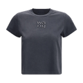 Alexander Wang Shrunken Tee with Hotfix Logo "Washed Black"