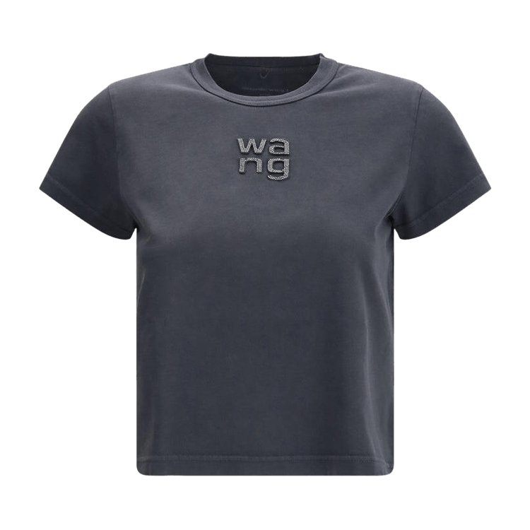 Alexander Wang Shrunken Tee with Hotfix Logo "Washed Black"