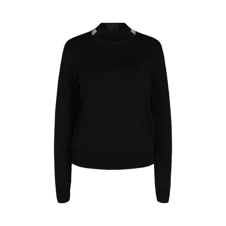 Givenchy Crystal Detailed Slim Crew Neck Sweater "Black"