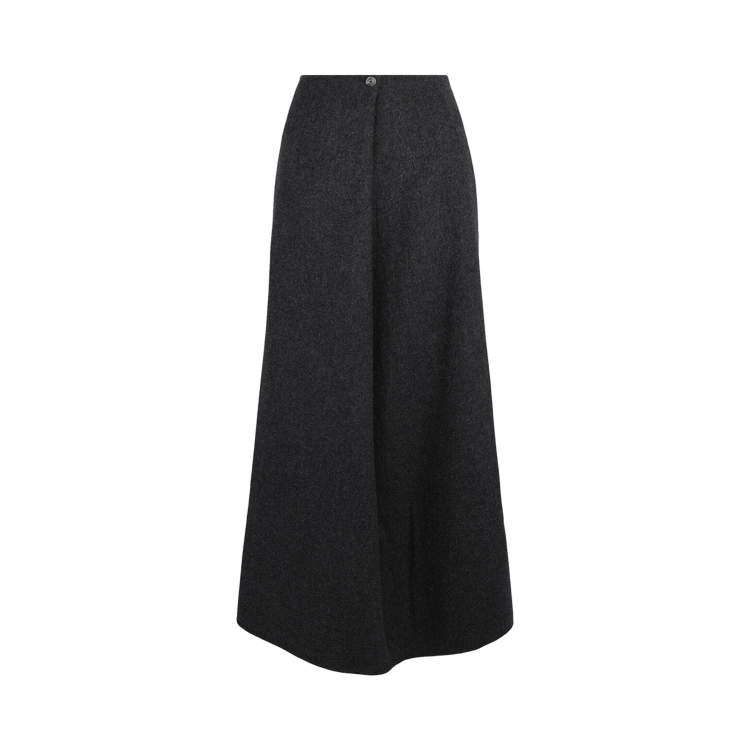 Givenchy Fold Over Mid Rise Wool Blend Midi Skirt "Dark Grey"