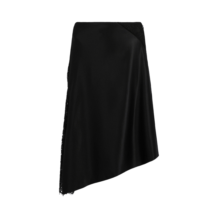Givenchy Lace Insert Asymmetric Silk Midi Skirt "Black"