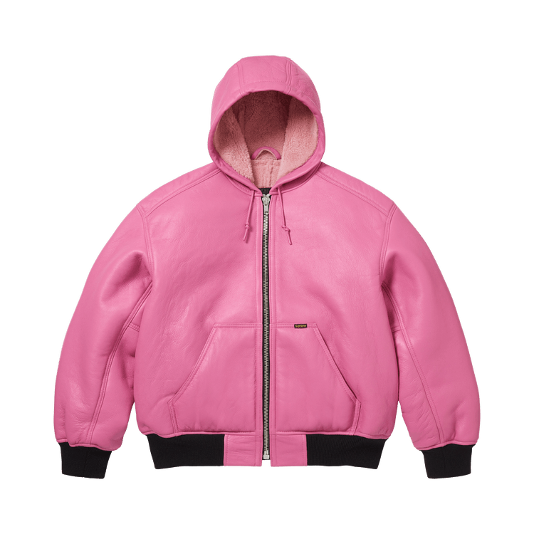 Supreme x Schott Shearling Hooded Work Jacket "Pink"