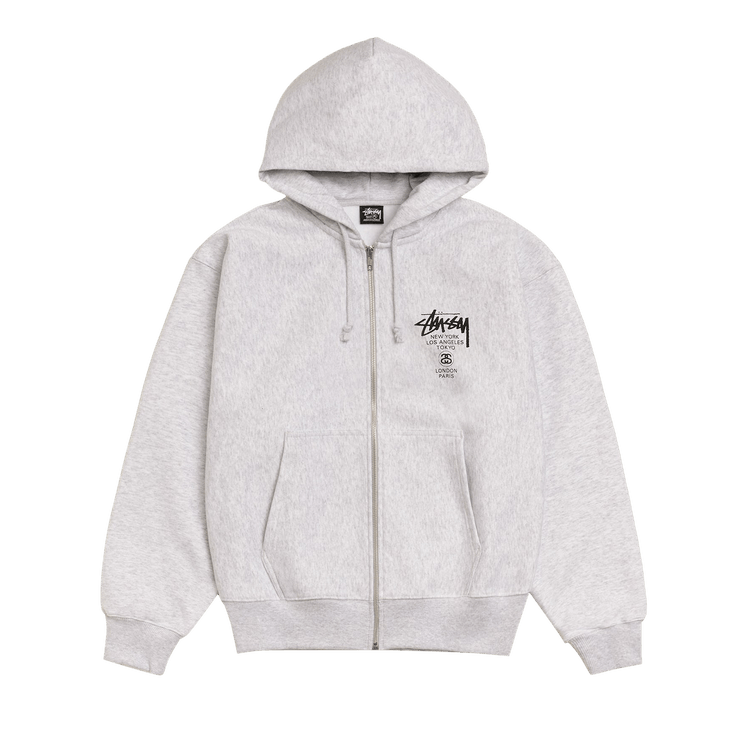 Stussy World Tour Zip Hoodie "Ash Heather"