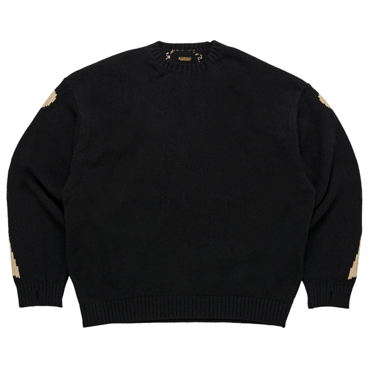 Kapital 5G Wool Bone Crew Sweater "Black"