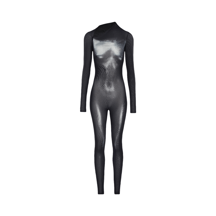 Jean Paul Gaultier Mesh Catsuit Printed Body Dust "Black/Silver"