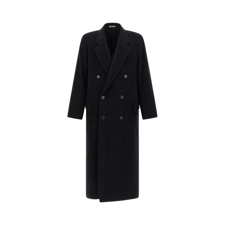Auralee Super Fine Wool Mosser Chesterfield Coat "Black"