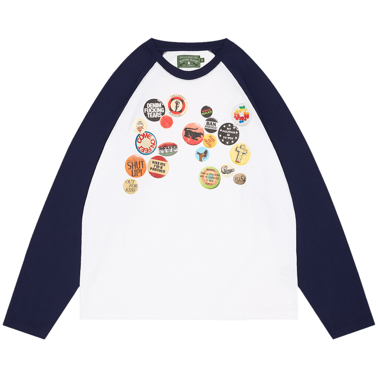 Denim Tears Long Sleeve Raglan Pin Tee "White"