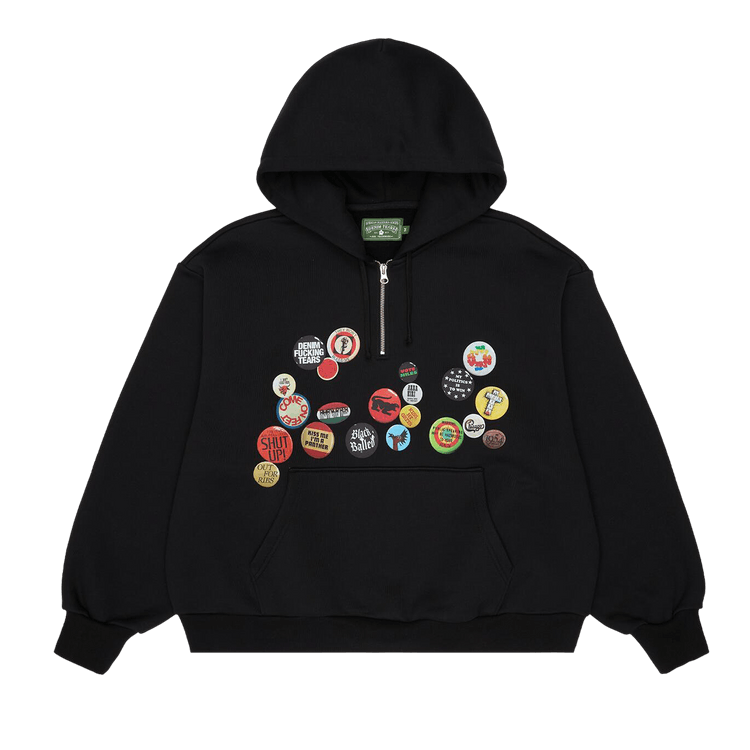 Denim Tears Quarter Zip Pin Hoodie "Black"