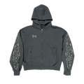 Thug Club Leather Flame Zip Up Hoodie "Grey"