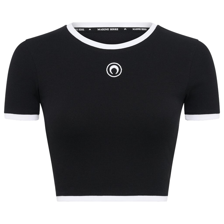 Marine Serre Moon Logo Bicolor Cropped Top "Black/White"
