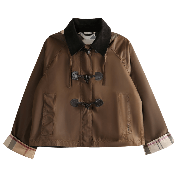 Barbour Myra Wax Duffle Jacket "Bark/Hessian Tartan"