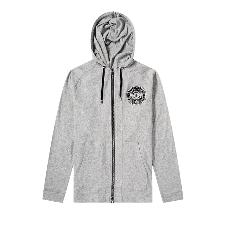 Balmain Zip Patch Hoodie "Grey"