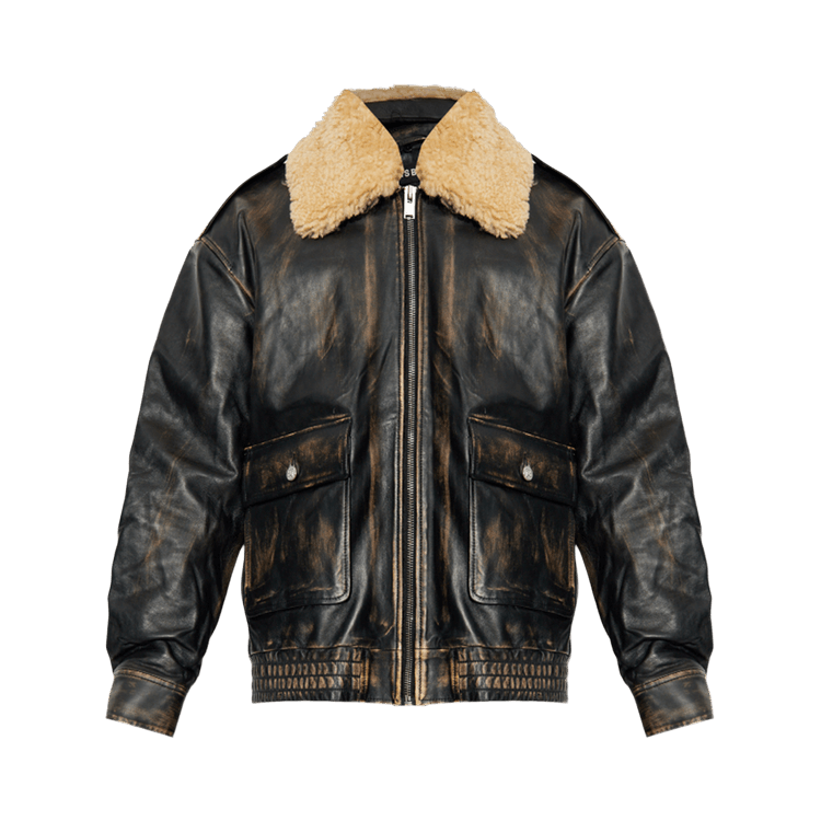 MISBHV Leather Aviator Jacket "Black"