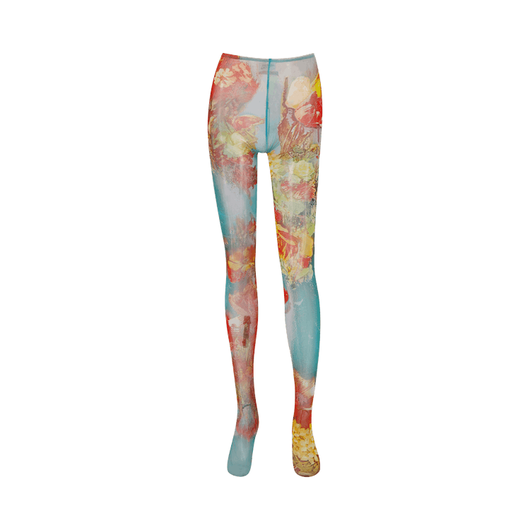 Jean Paul Gaultier Printed Flower Leggings "Blue/Yellow"