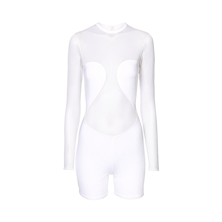 Alaïa Overall Court Sheer Bodysuit "Blanc"