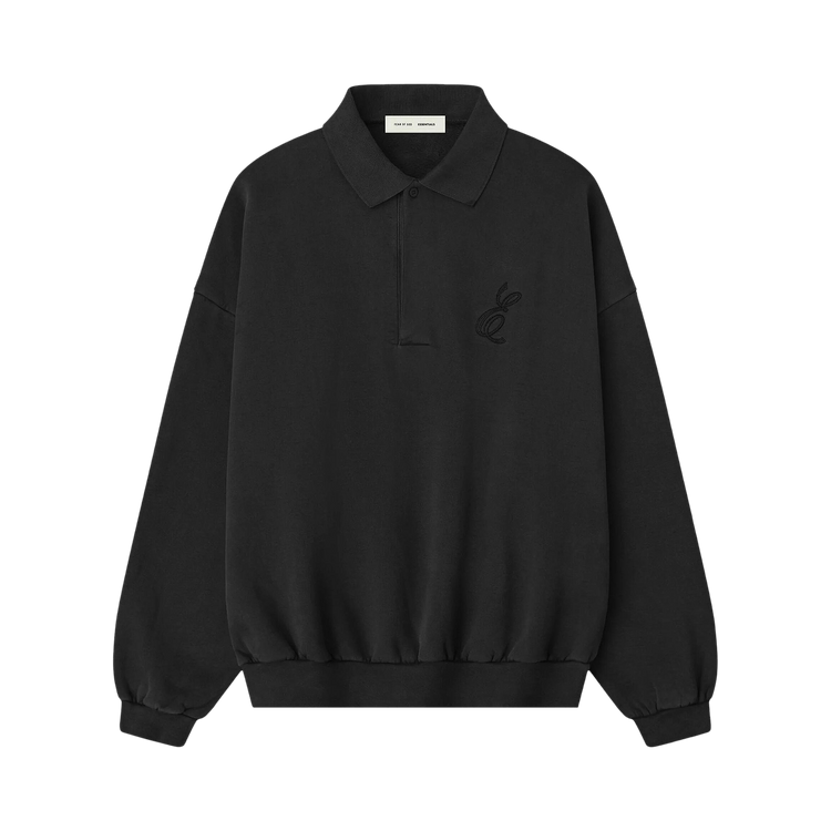 Fear of God Essentials Embroidered Classic Polo Sweatshirt "Vintage Black"
