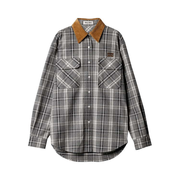Miu Miu Check Flannel Shirt "Slate Grey"
