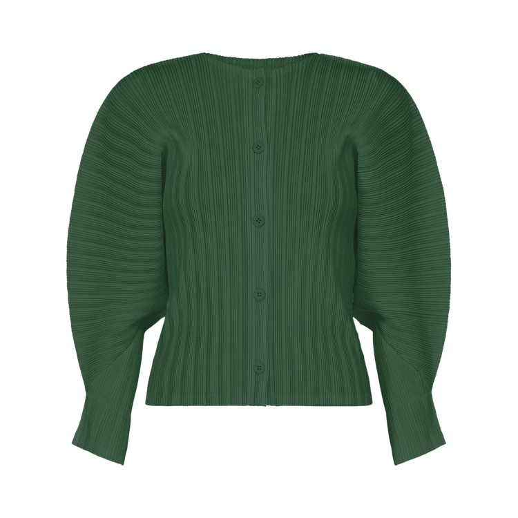 Pleats Please Issey Miyake Rib Pleats December Cardigan "Forest Green"