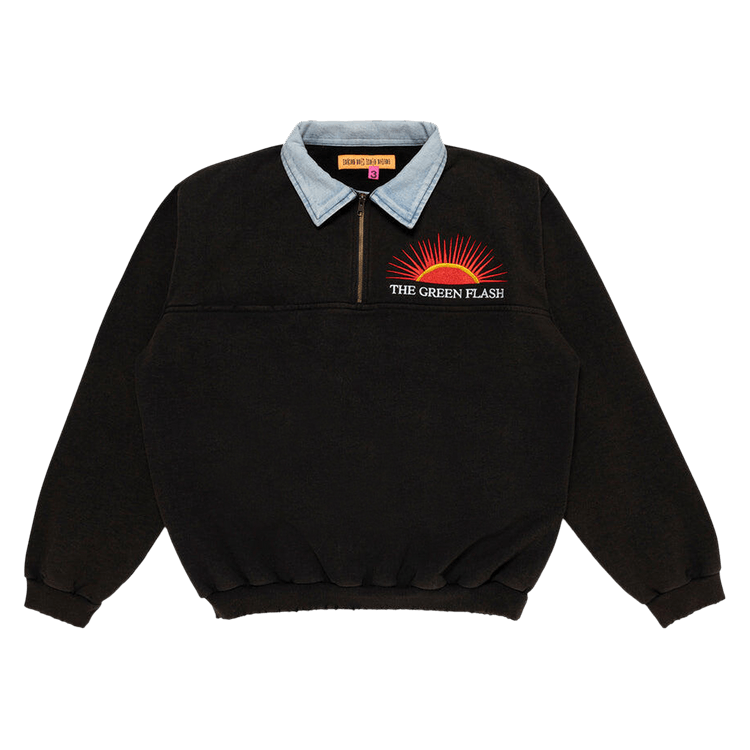 Cactus Plant Flea Market Green Flash Denim Half Zip Fleece "Black"