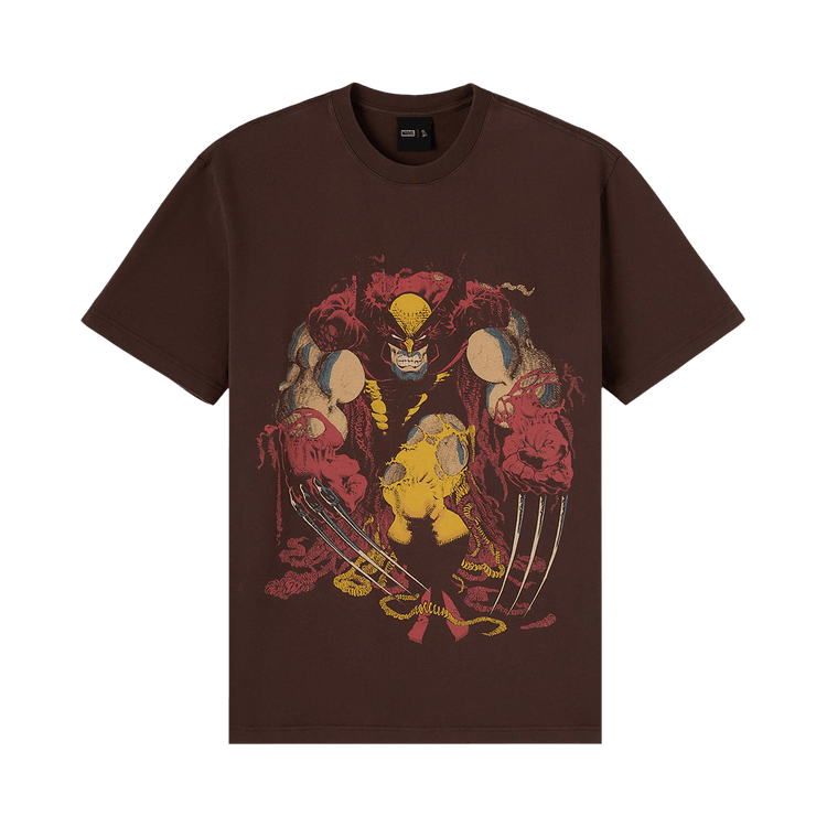 OVO x Marvel Wolverine Masthead Tee "Fade Out Brown"