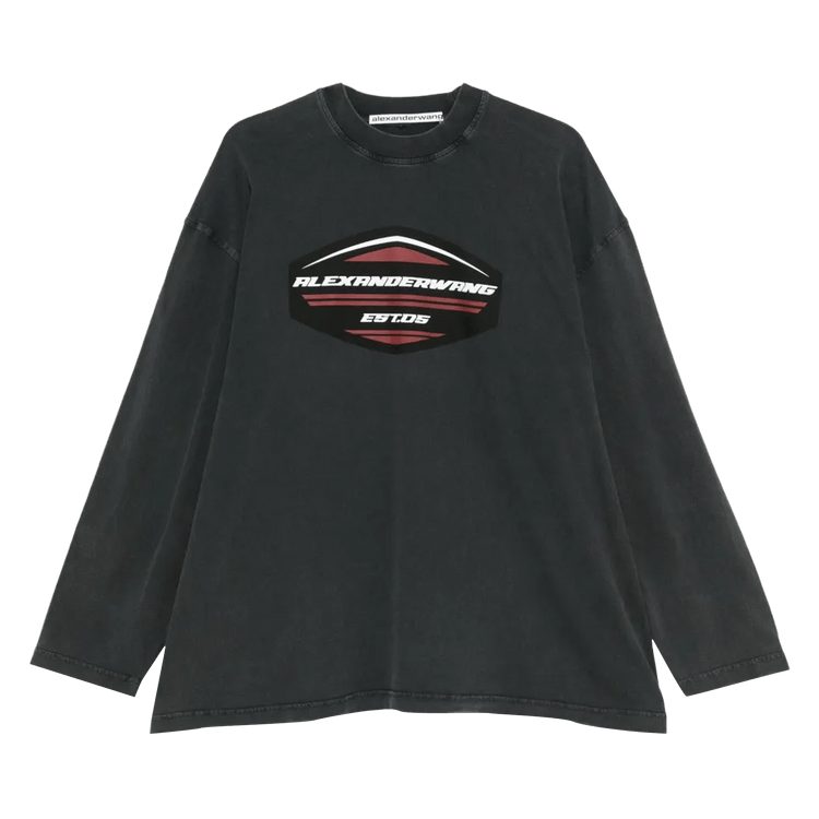 Alexander Wang Graphic Print Long-Sleeve Pull Over "Washed Black"