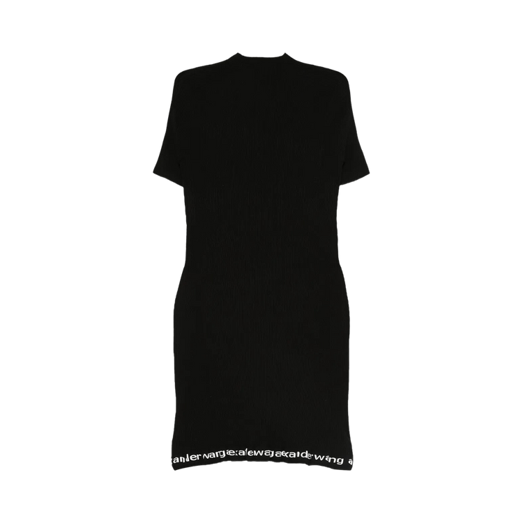 Alexander Wang Logo Ribbed Short-Sleeve Dress "Black"