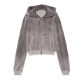 Alexander Wang Allover Hotfix Shrunken Zip Up Hoodie "Titanium"