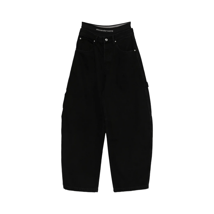 Alexander Wang Logo Elastic Prestyled Mid Rise Oversized Jean "Washed Black"