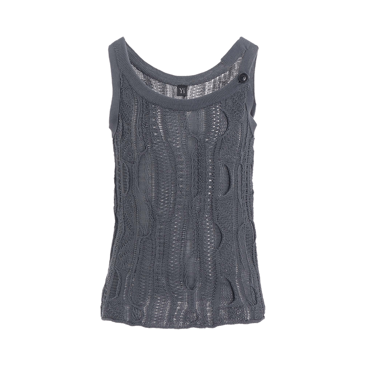 Y's Solid Knit Arranged Strap Tank Top 'Blue'