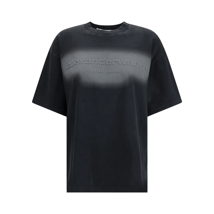Alexander Wang Emboss Short-Sleeve Tee "Washed Black"