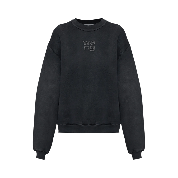 Alexander Wang Hotfix Logo Crewneck Sweatshirt "Washed Black"