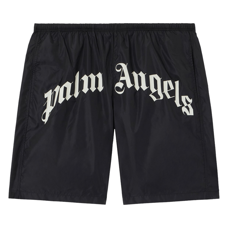 Palm Angels Curved Logo Swimshort "Black/Off White"