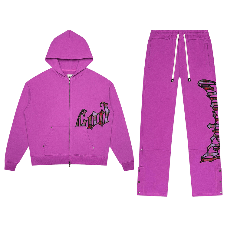 Godspeed OG Logo Sweatsuit "Pink Plaid"