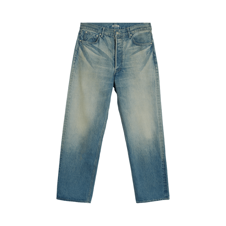 Auralee Selvedge Faded Heavy Denim Wide Pants "Faded Indigo"