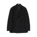 Auralee Wool Cotton Linen OX Double Breasted Jacket "Black"