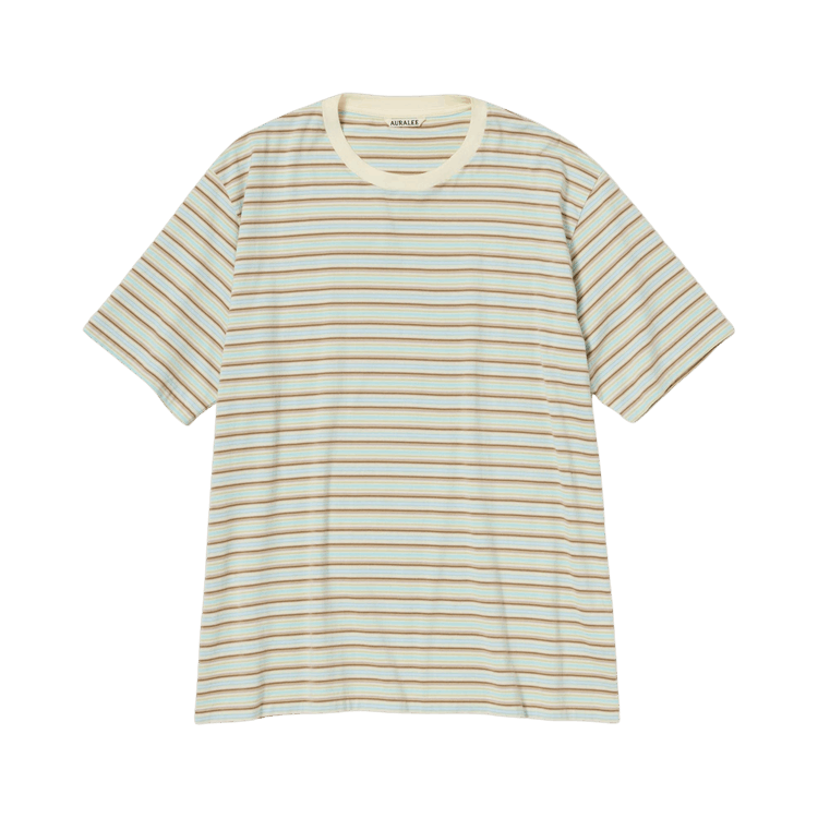Auralee Gradient Stripe Jersey Tee "Fade Mint Stripe"