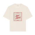 Ami Boxy Fit Short Sleeves T-Shirt With Signature Print At Front "Blanc Creme"