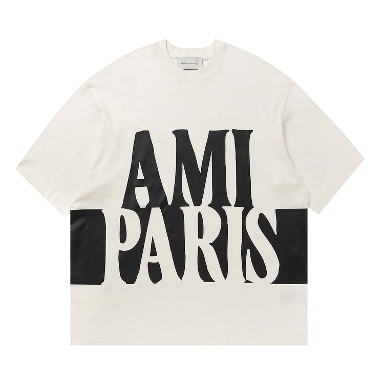 Ami Oversize Fit Short-Sleeve T-Shirt With Ami Paris Print "Blanc Creme"