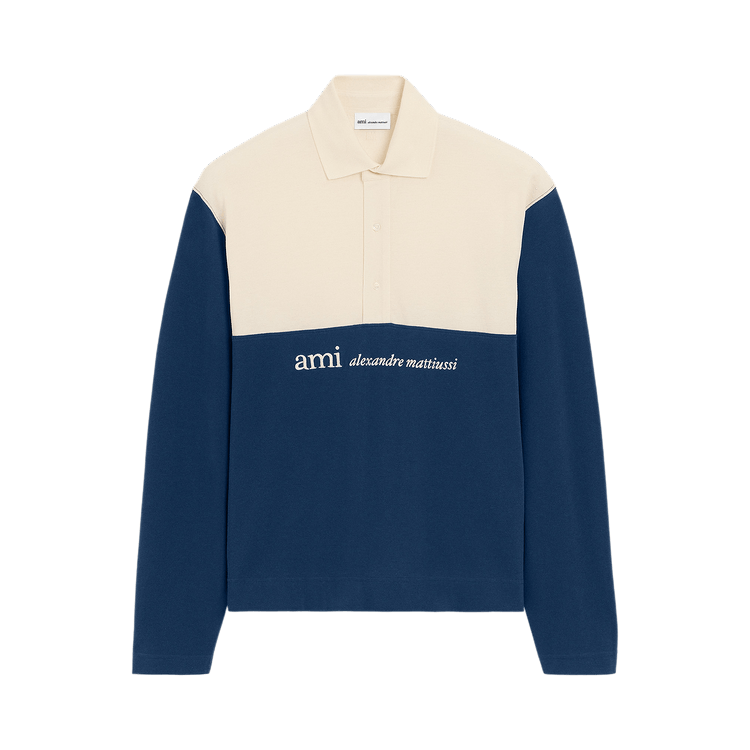 Ami Boxy Fit Polo With Ami Alexandre Mattiussi Embroidery "Blanc Creme/Encre"