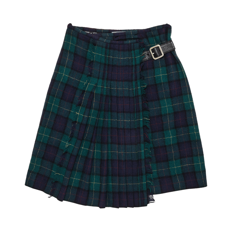 Prada Scottish Plaid Kilt Skirt "Navy/Green"