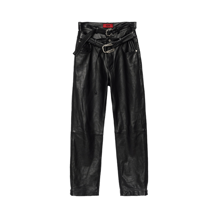 424 Leather Fivepocket With Double Belt "Black"